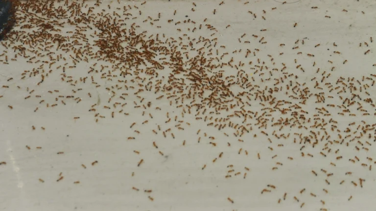 tiny black ants on floor